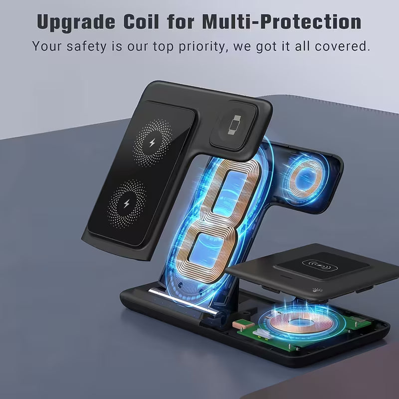 device wireless charging station foldable three in one fast charging stand suitable for iWatch series 9 8 7 6 SE 5 4 3 2 Ultra Pro 3 2 for iPhone 15 14Pro 14 13 Pro Max 13 12 11 Pro X Max XS XR 8