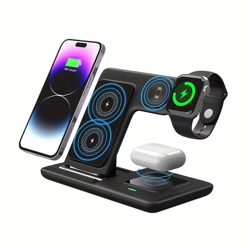 device wireless charging station foldable three in one fast charging stand suitable for iWatch series 9 8 7 6 SE 5 4 3 2 Ultra Pro 3 2 for iPhone 15 14Pro 14 13 Pro Max 13 12 11 Pro X Max XS XR 8