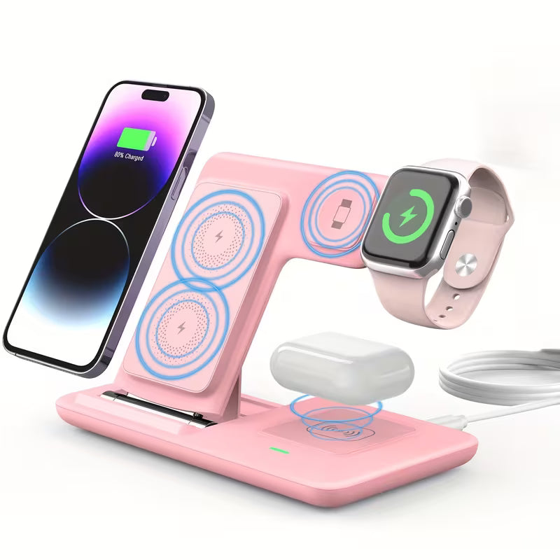 device wireless charging station foldable three in one fast charging stand suitable for iWatch series 9 8 7 6 SE 5 4 3 2 Ultra Pro 3 2 for iPhone 15 14Pro 14 13 Pro Max 13 12 11 Pro X Max XS XR 8