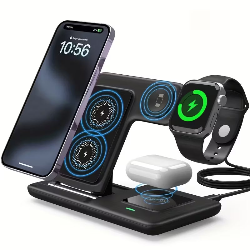 device wireless charging station foldable three in one fast charging stand suitable for iWatch series 9 8 7 6 SE 5 4 3 2 Ultra Pro 3 2 for iPhone 15 14Pro 14 13 Pro Max 13 12 11 Pro X Max XS XR 8